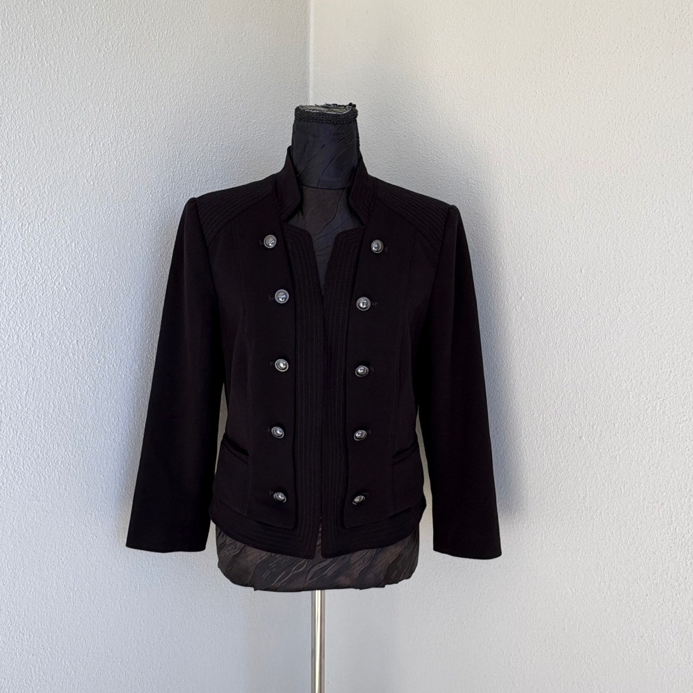 White House Black Market Bias Sleeve Seasonless Cropped Jacket Women 10 Black